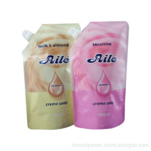 Liquid Soap Pouches with Bottom Gusset, Customized Gravure Printings, Designs and Sizes are Accepted